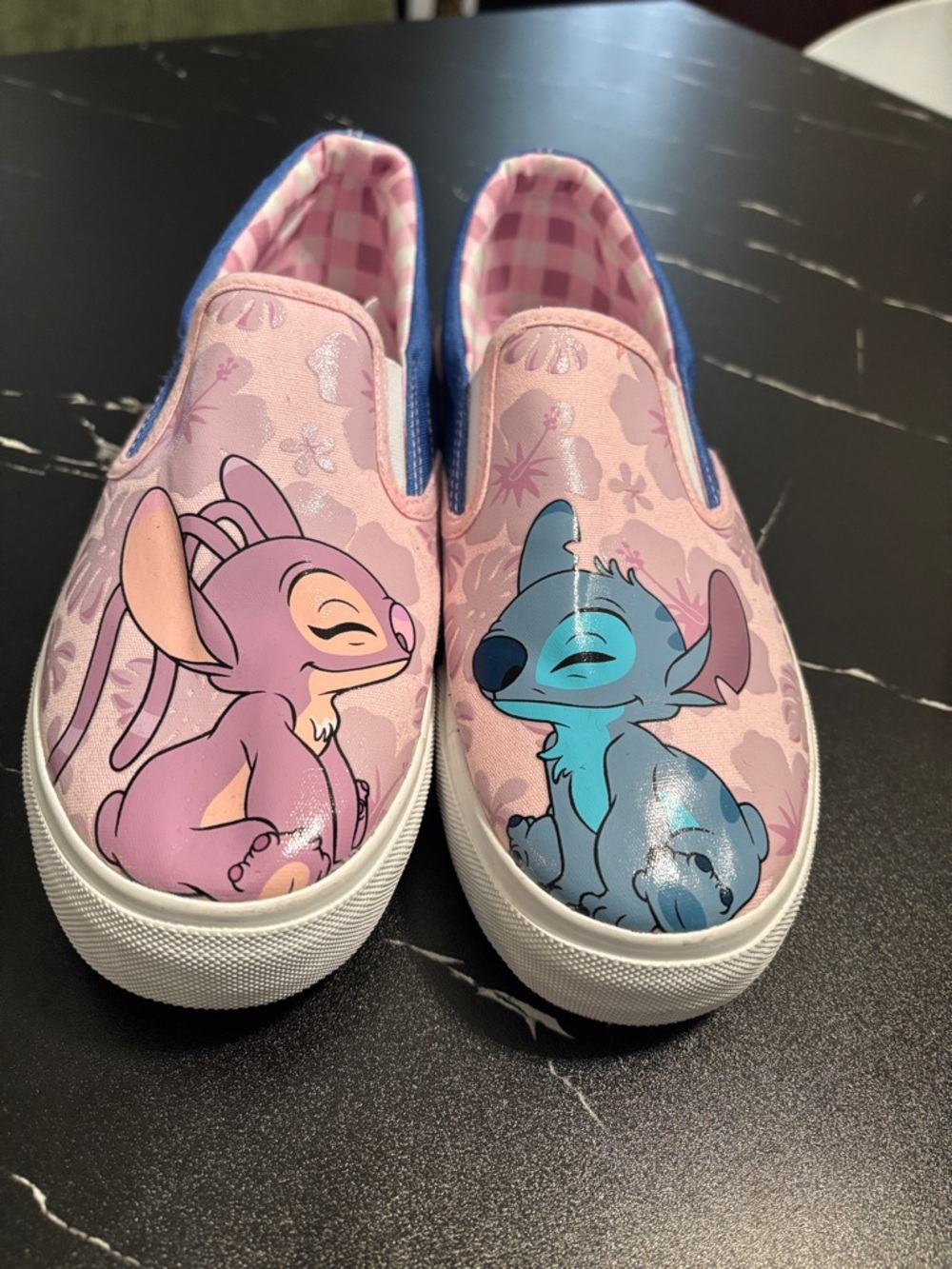 Disney Pink and Blue Stitch & Angel Slip-On Sneakers